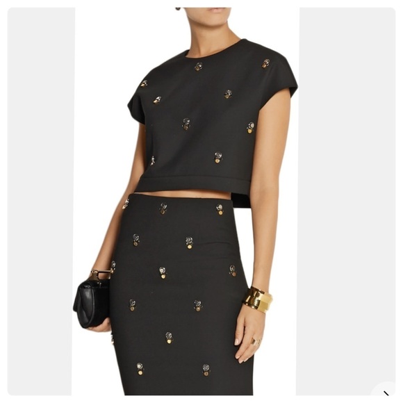 ELIZABETH AND JAMES Colton Embellished Crop Top, L - Picture 1 of 12